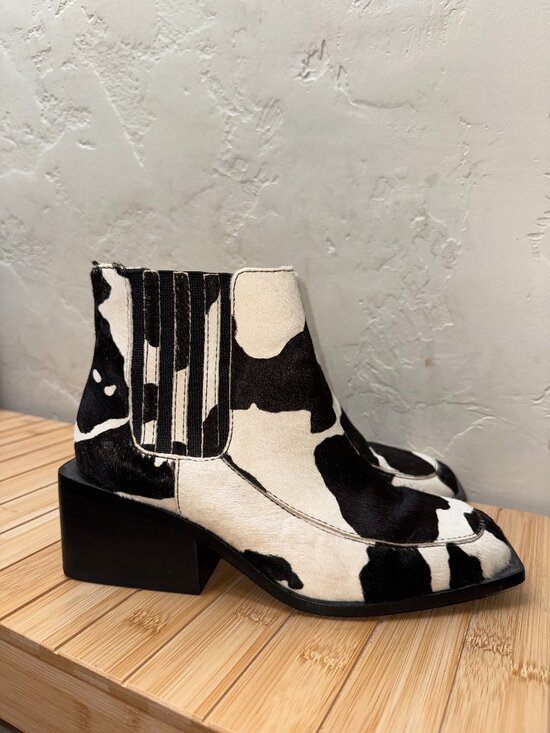INTENTIONALLY BLANK Shoes - INTENTIONALLY BLANK Cow Print Ankle Boots (Size 9)